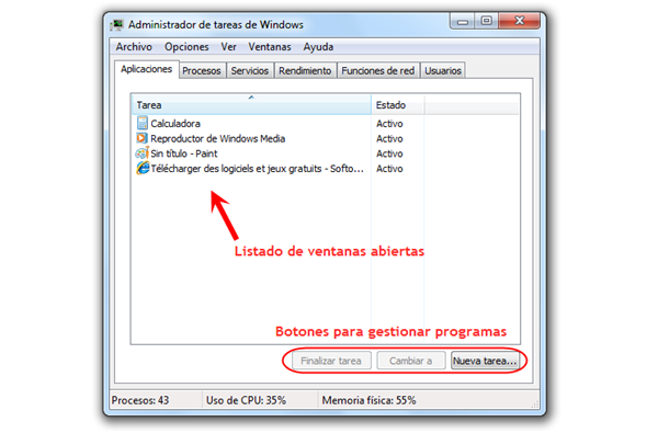 El Administrador de tareas