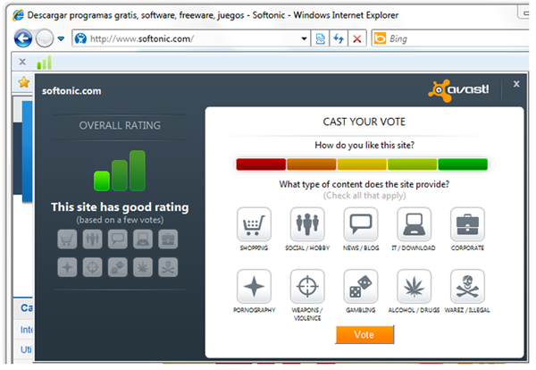 WebRep en Internet Explorer