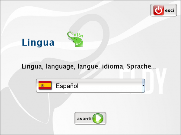 Selección de lengua en Eldy