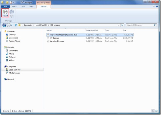 Montaje de ISO en Windows 8