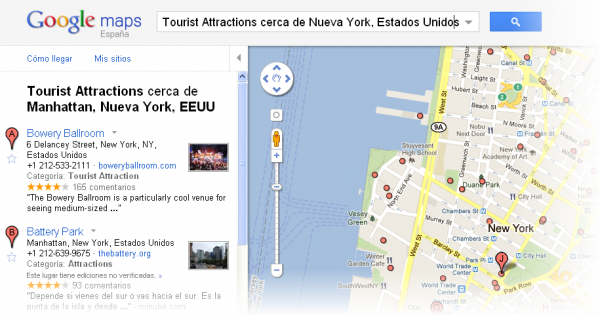 Mapa turismo Mapa de Nueva York