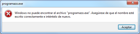 Error: EXE no encontrado Error: EXE no encontrado