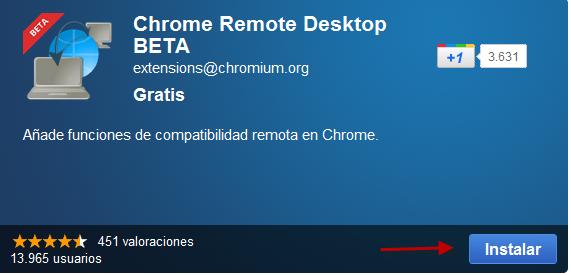 Chrome Remote Desktop en el Market de Google