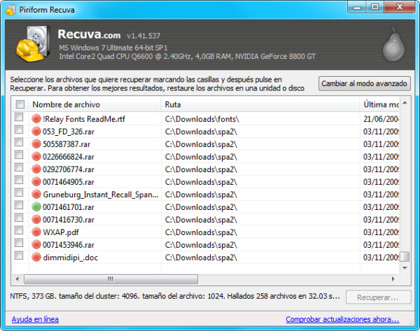 Ventana de resultados