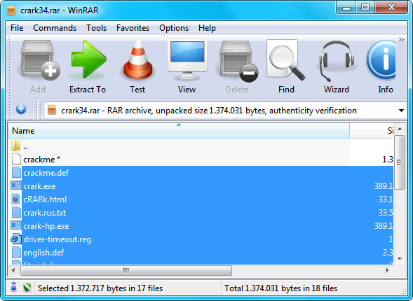 crark en Winrar
