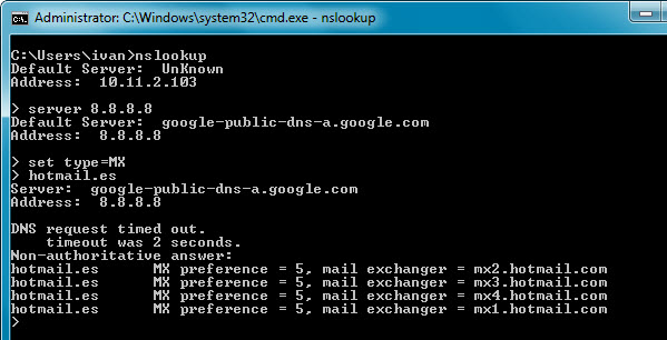 nslookup