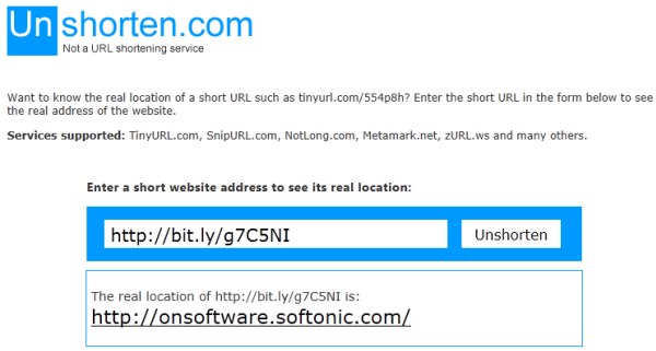Unshorten descifra las URL acortadas