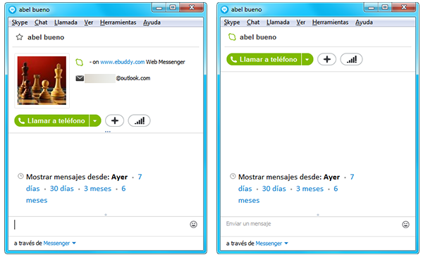 Conversacion con y sin cabecera