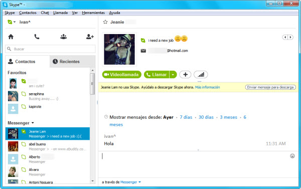 Conversacion en Skype