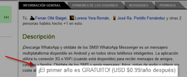Captura de Google Play - ficha de WhatsApp Messenger