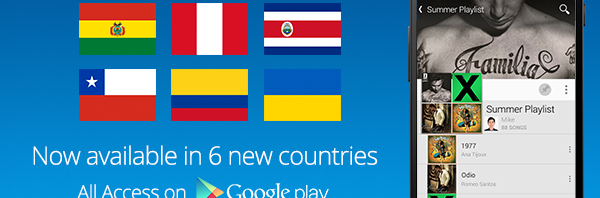 Google Play Music Unlimited llega a Colombia, Perú, Chile y más