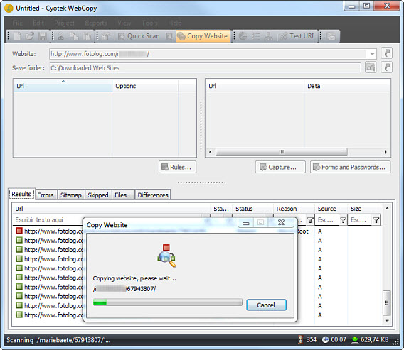Webcopy en acción
