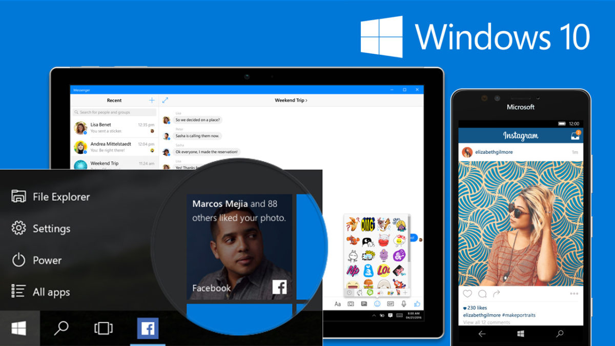 Windows 10 da la bienvenida a Facebook, Instagram y Messenger