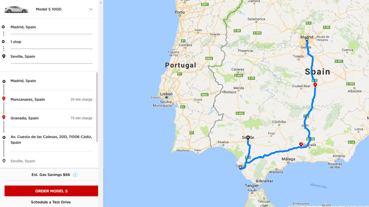 Tesla lanza Tesla Trips la versión web de su planificador de rutas