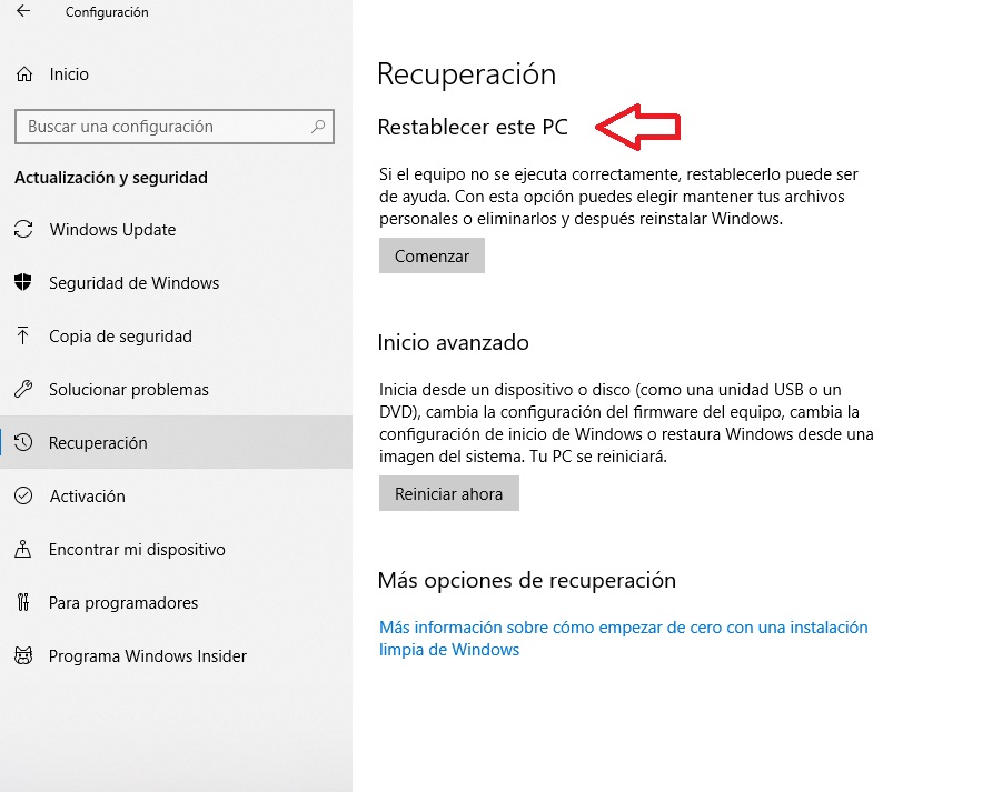 Cómo formatear Windows 10