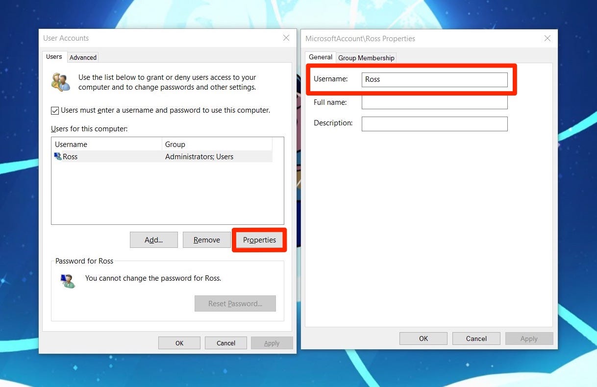 Cómo cambiar el nombre de usuario de Windows 10