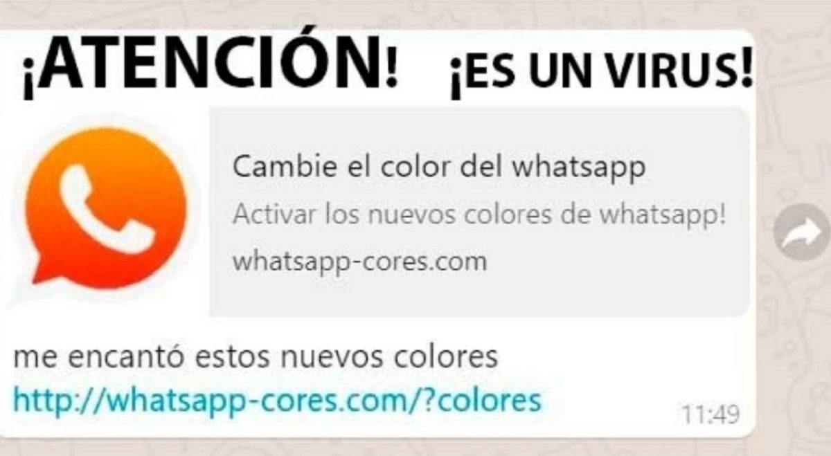 Ni se te ocurra hacerle caso al WhatsApp de colores, se trata de un virus