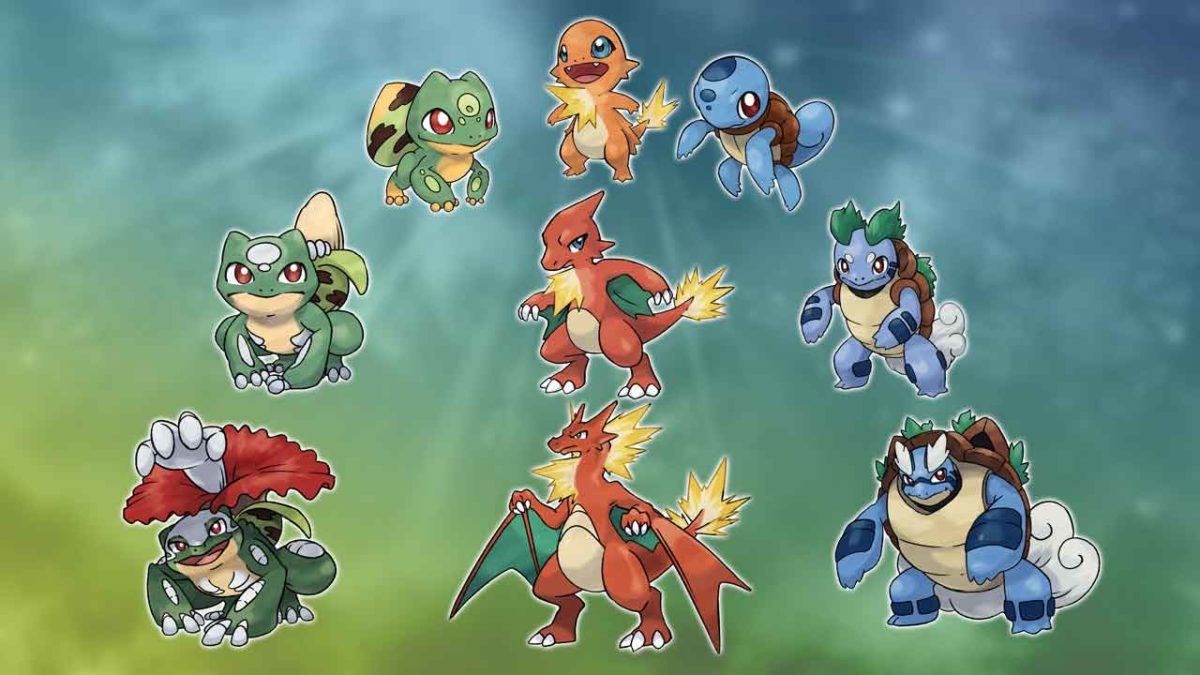 Así se verían los Pokémon Iniciales de Kanto y Johto en un hipotético reboot de la saga