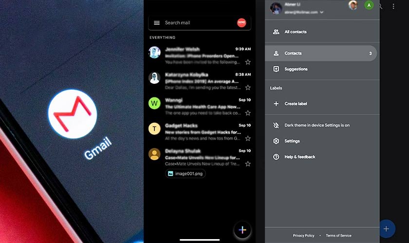 Gmail para Android ya tiene tema oscuro, descubre cómo funciona