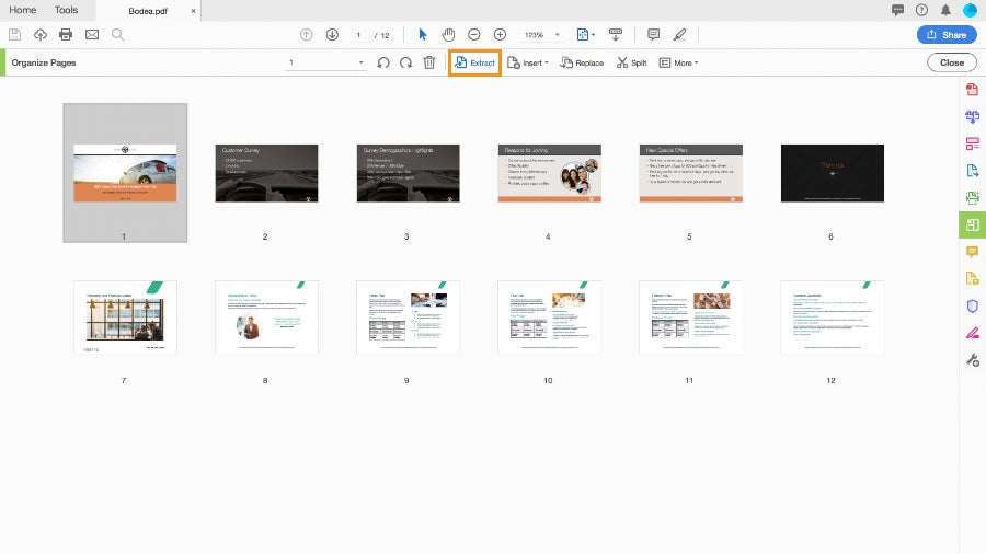 Cómo extraer páginas de un PDF en Adobe Acrobat Reader