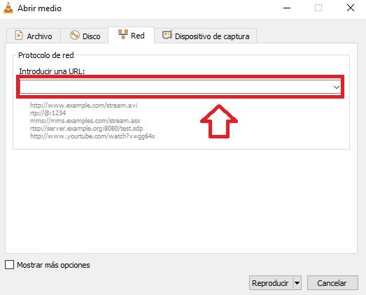 Introducir URL de streaming en VLC