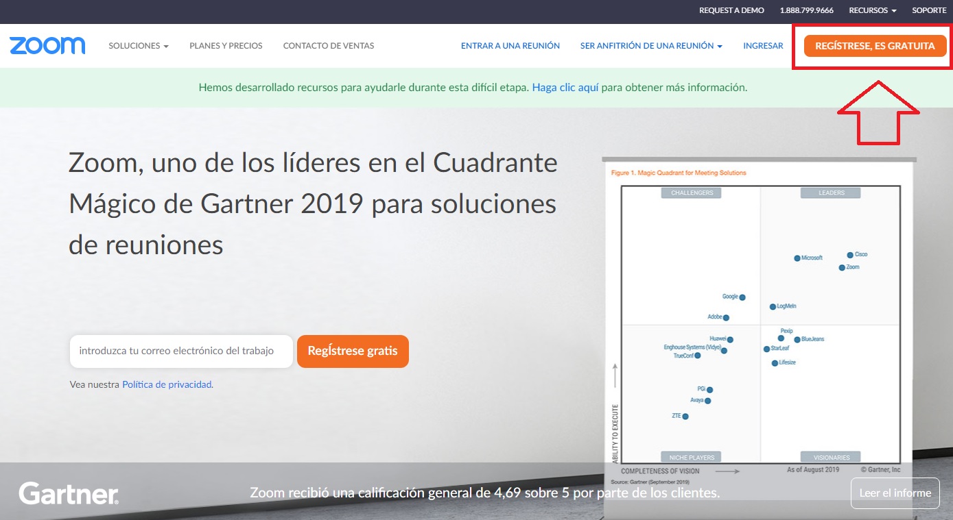 Registrarse en Zoom