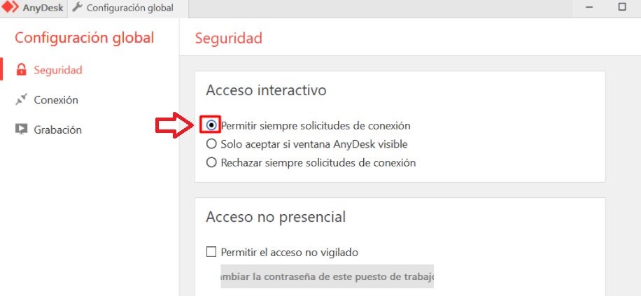Acceso interactivo a AnyDesk