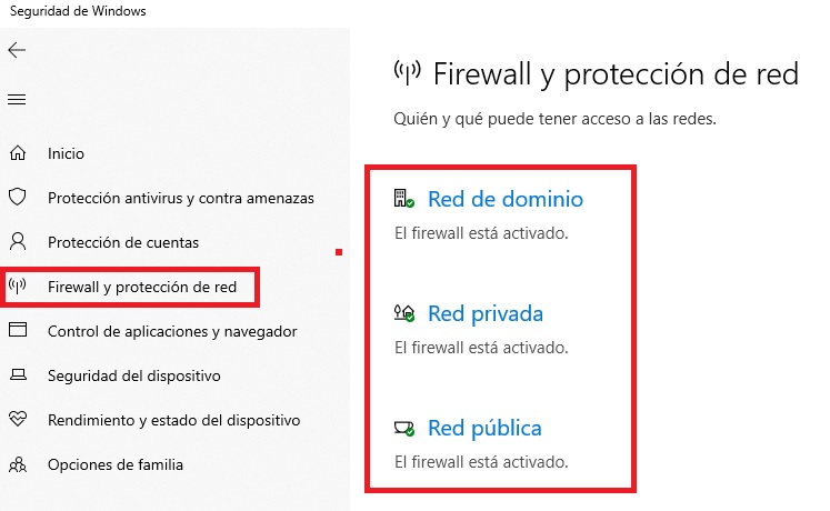 Firewall de Windows Defender