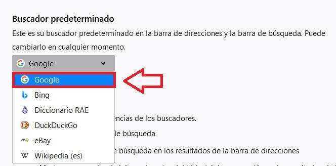 Seleccionar buscador predeterminado