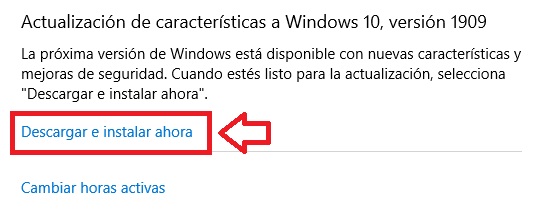 Instalación de nuevas características de Windows 10