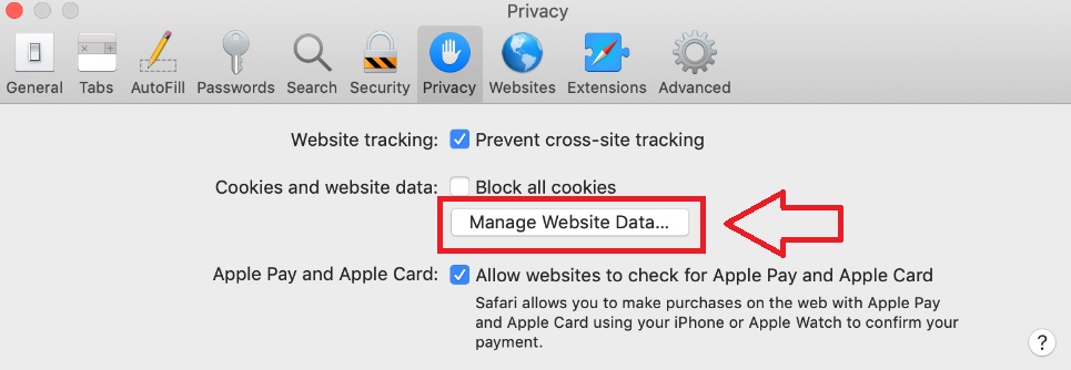 Gestionar los datos de sitios web