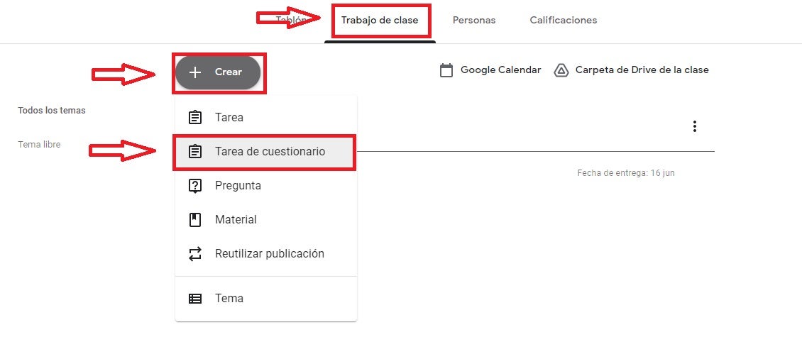 Crear un formulario en Classroom