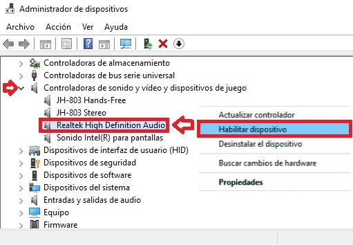 Solución al error "ningún dispositivo de salida de audio instalado"