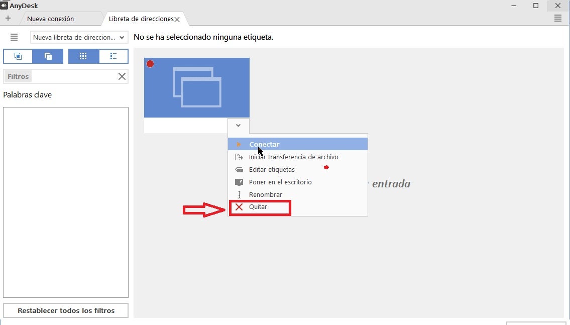 Eliminar contacto en AnyDesk
