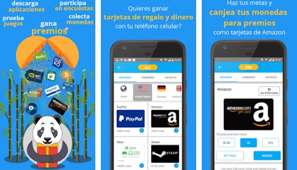 Interfaz de Giftpanda