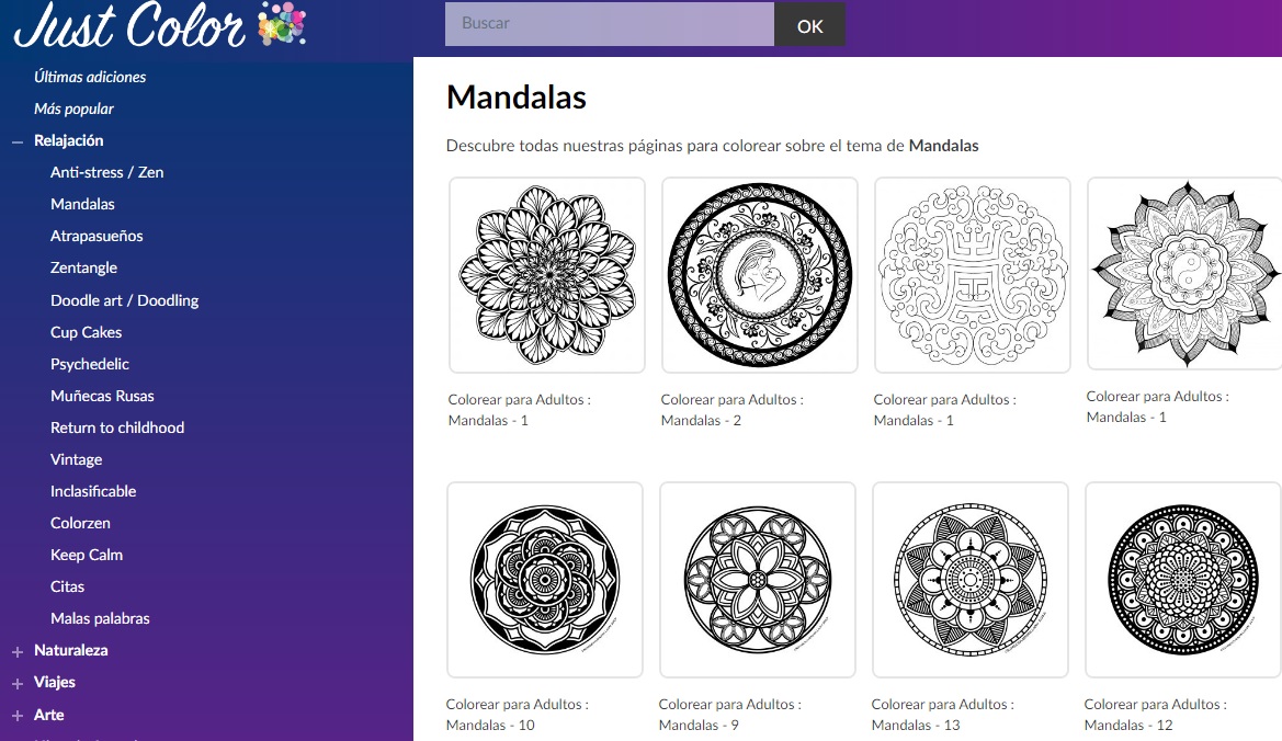 Página web de Just Color
