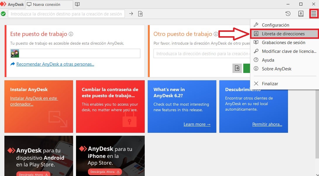 Libreta de direcciones de AnyDesk