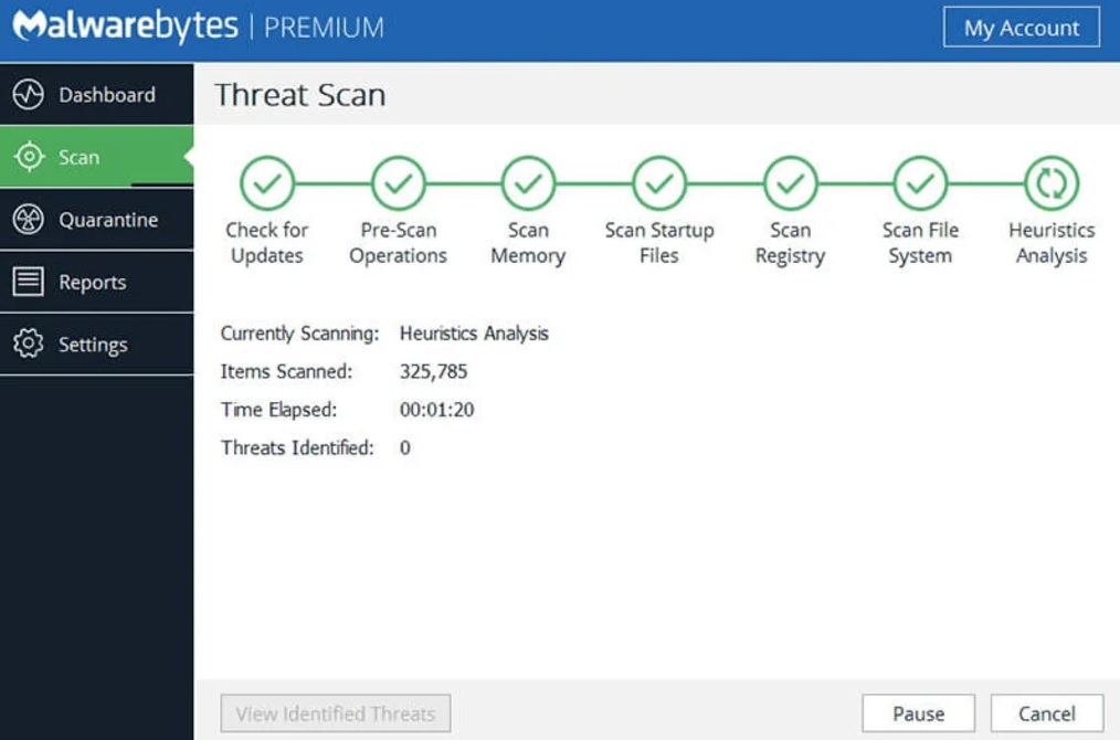 Interfaz de Malwarebytes