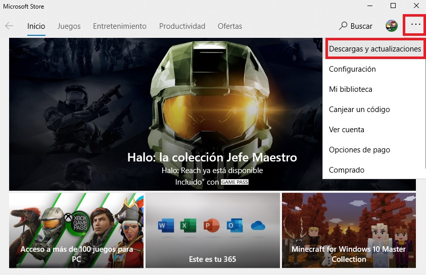 Descargar y actualizaciones de Microsoft Store