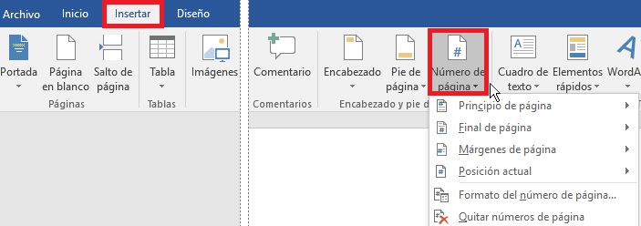 Cómo numerar las páginas en Word