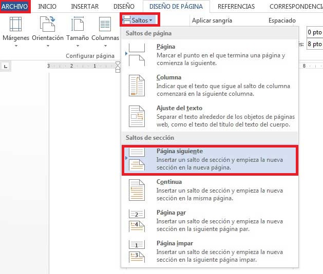 Cómo numerar las páginas en Word