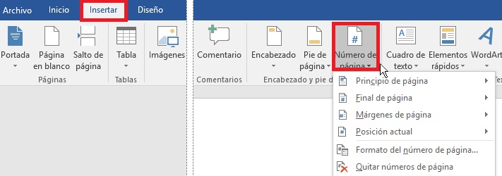 Cómo numerar las páginas en Word