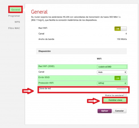 Cómo cambiar la contraseña de tu WiFi Vodafone