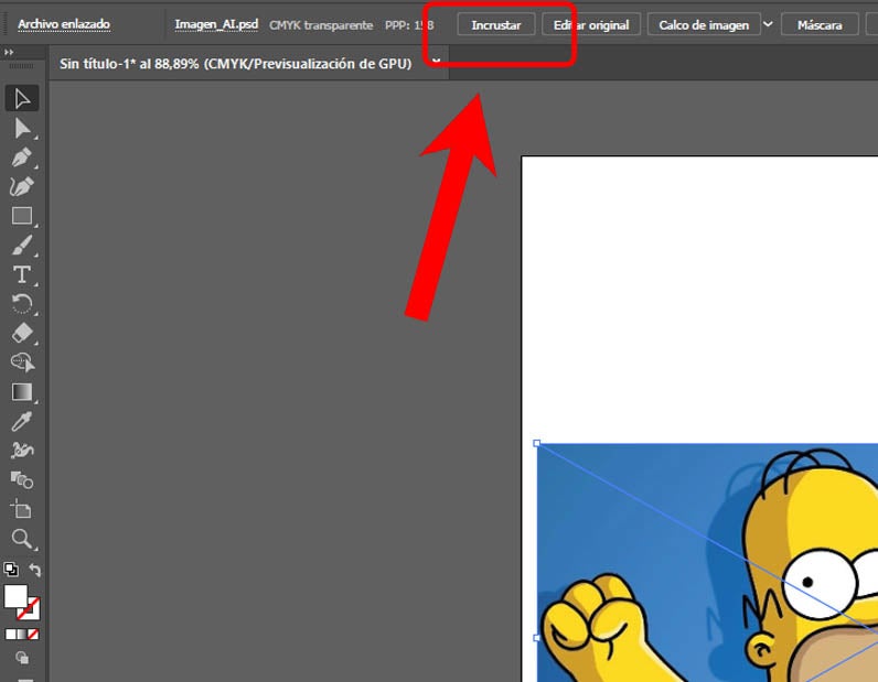 Incrustar imagen en Illustrator