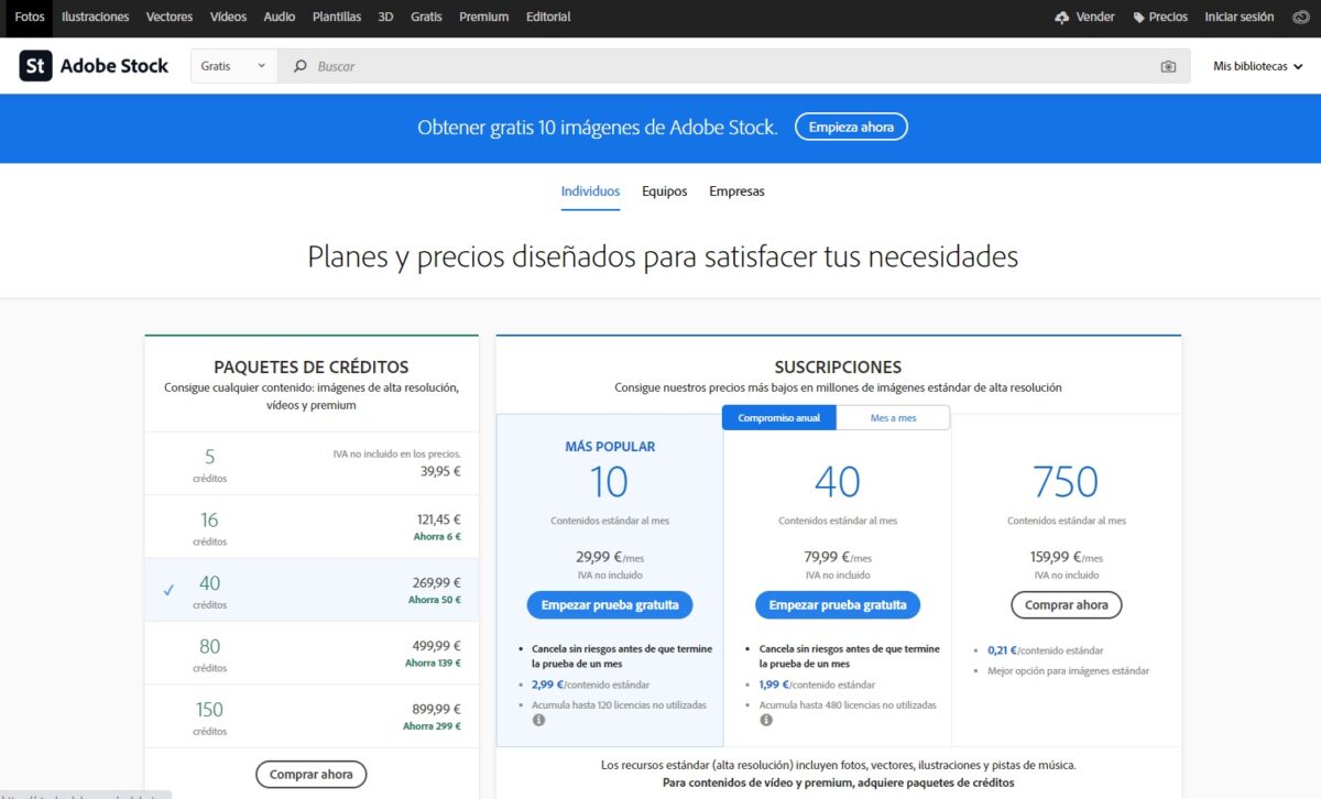 Suscripción a Adobe Stock