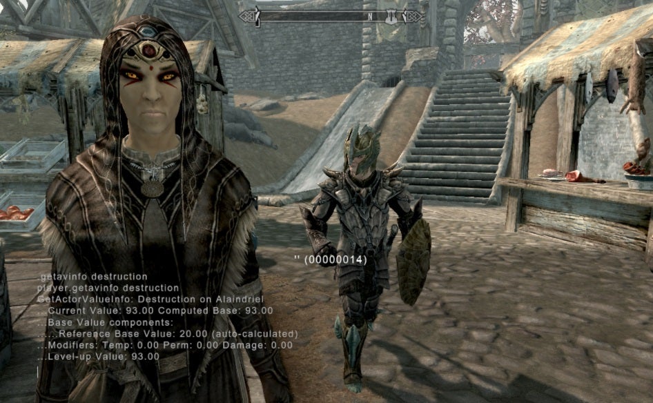 Consola de comandos abierta en Skyrim