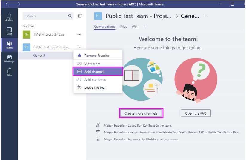 Cómo crear canales en Microsoft Teams