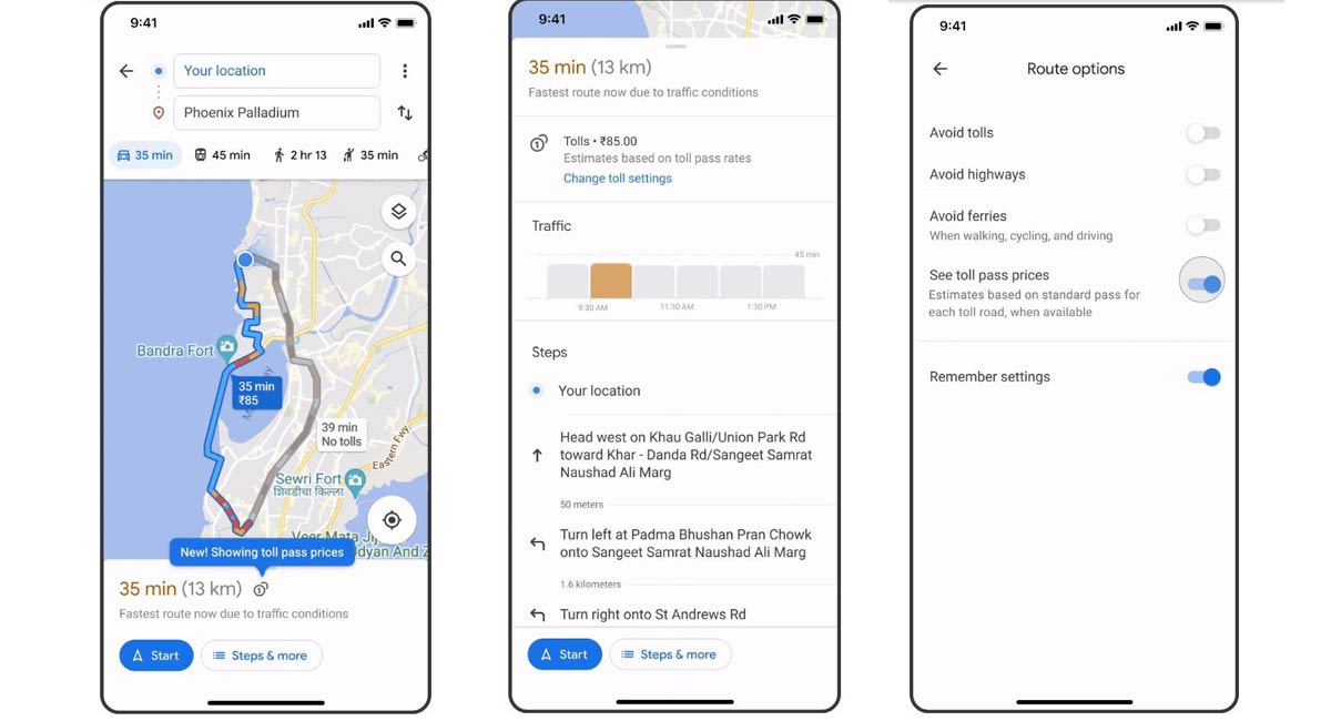Google Maps mostrará el precio de los peajes