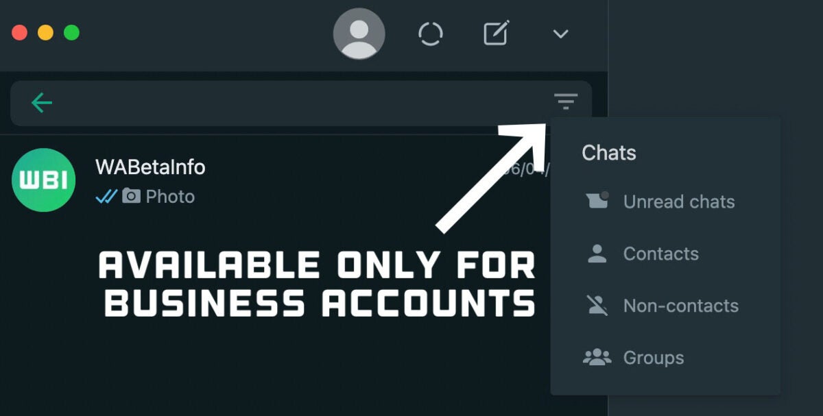 WhatsApp está trabajando en un filtro de chats