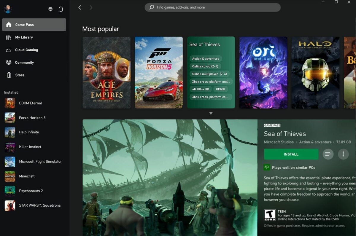 Microsoft agrega un indicador de rendimiento para PC en la app XBOX